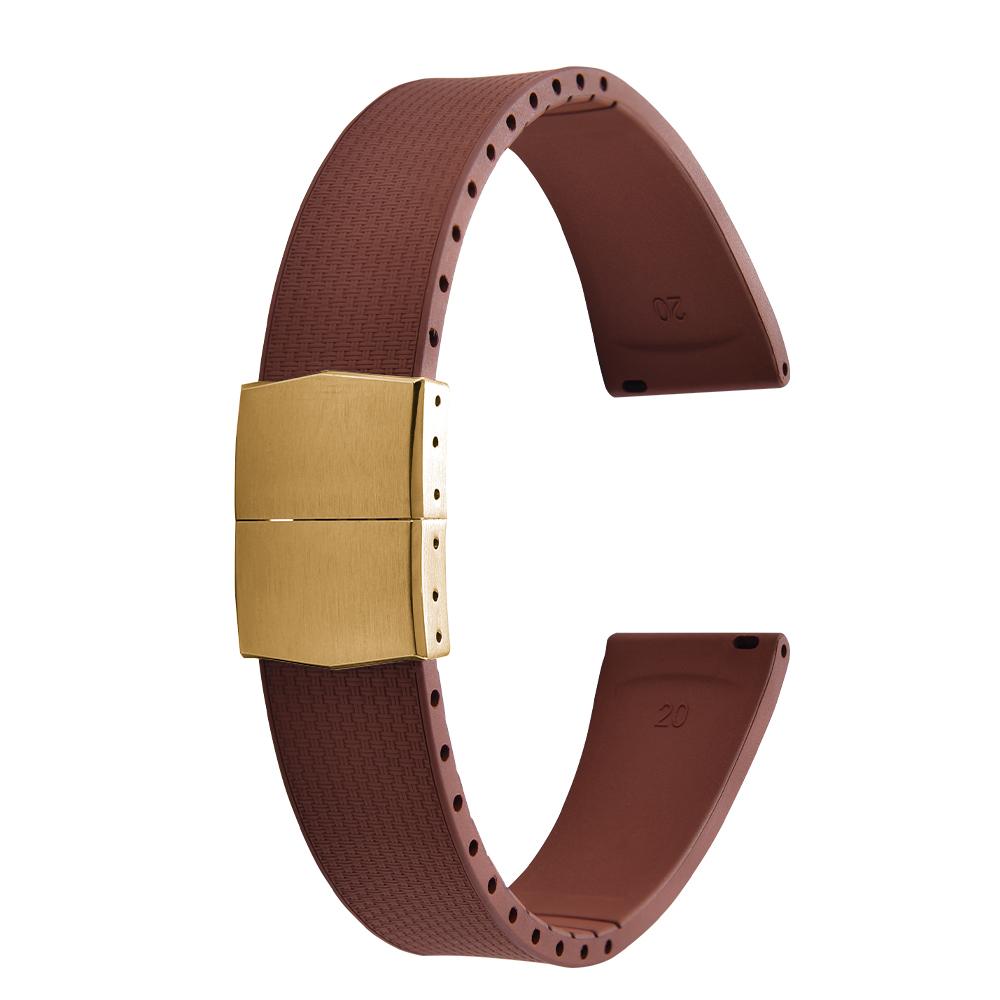 20mm Delugs CTS FKM Gummi Uhrenarmbänder mit 4 Farben Schmetterlingsschließe Einzigartige Textur Schnellverschluss Uhrenarmband für Markenuhr