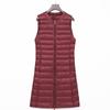 Womens Lightweight Duck Down Vest No Collar Round Neck Inner Wear Mid-Length Plus Size Urban Chic