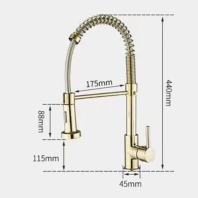 Pull Out Kitchen Sink Faucet Stream Sprayer Kitchen Gourmet Faucet Rotatable Basin Mixer Tap Hot Cold Crane Brass Black Gold