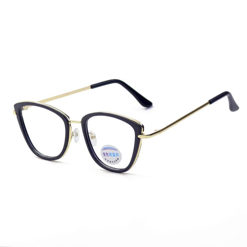 Metal Cat Eye Glasses Frame Color-Changing Anti-Blue Light Glasses Women S Trend Personalized Flat Light Glasses Frame anti-blue light