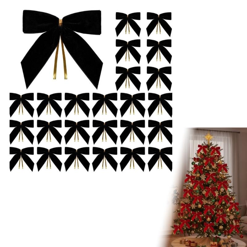 Luxurious Velvety Bowknot Knot Ornament Velvety Holiday Decors For Christmas Tree Holiday Homes Party Decorations