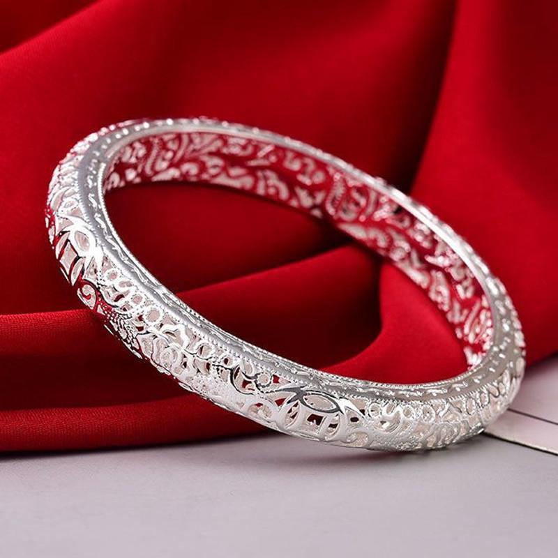Douyin Live Openwork Silver-Plated Copper Coin Bangle: Versatile Filigree Bracelet Gift for Her