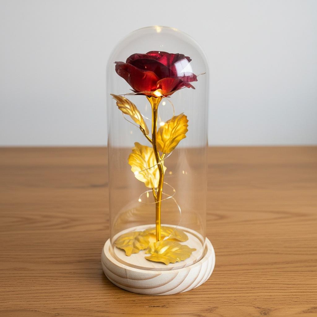 Eternal flower gold foil rose glass cover ornament birthday gift Qixi Festival Valentine's Day Mother's Day Christmas night light