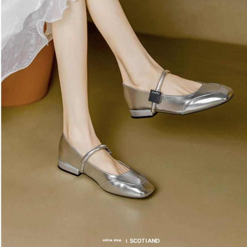 Niche shallow mouth versatile small leather shoes spring and summer new retro Mary Jane leather flat women's shoes