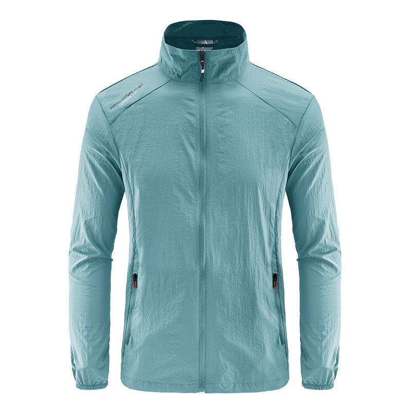 Chaqueta de Verano Ligera con Protección Solar para Hombre con Cuello Alto - Transpirable, Delgada, Abrigo de Piel para Deportes al Aire Libre