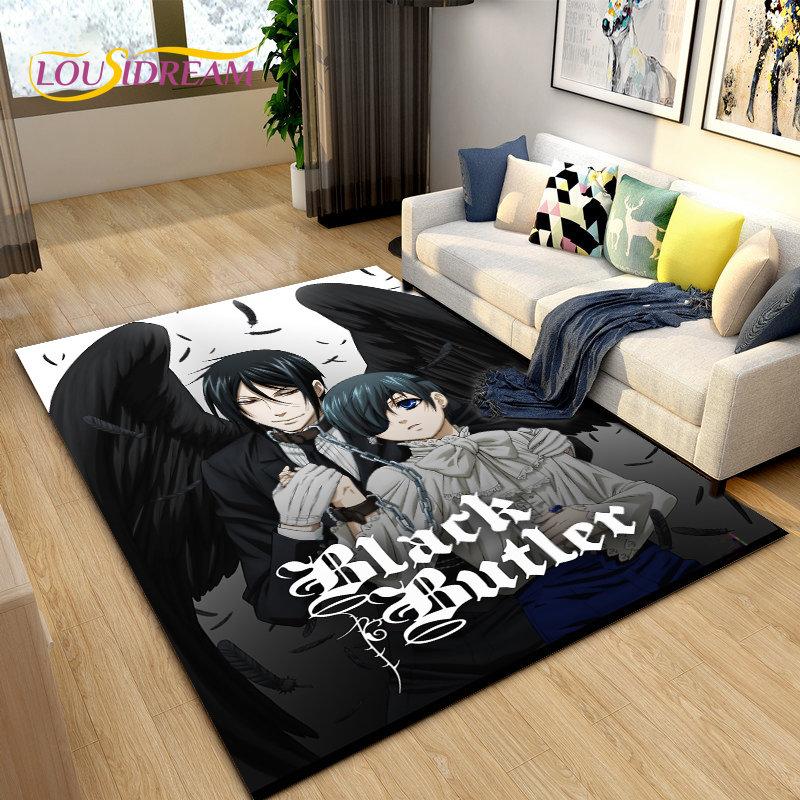 Black Butler Anime Cartoon Area Rug,Carpet Rug for Living Room Bedroom Sofa Doormat Decoration, Kids Play Non-slip Floor Mat