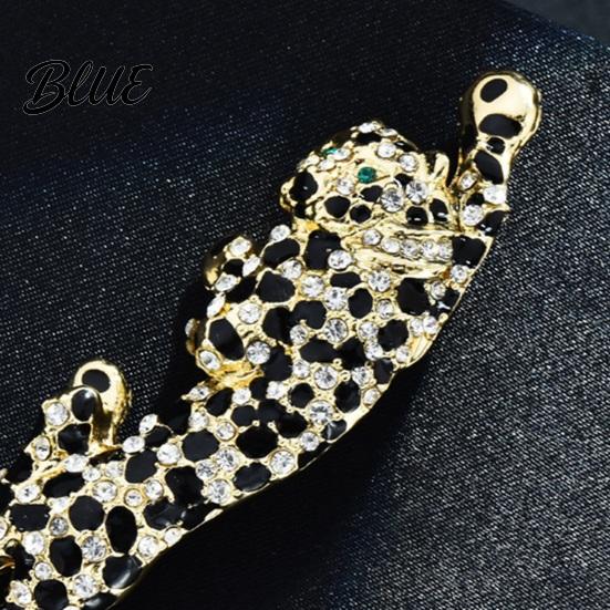 Women Badge Brooch Sparkling Rhinestones Inlaid Leopard Shape Suit Lapel