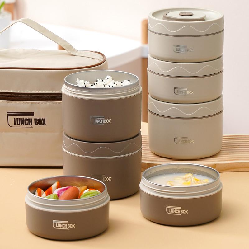 Bento-Lunchbox-Set, tragbarer, warmhaltender Lunchbehälter mit isolierter Tasche, 304 Edelstahl, Thermobehälter für Lebensmittel