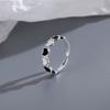925 Sterling Silver Black And White Heart Connected Adjustable Rings For Women Engagement Wedding Vintage Jewellery Argent 925