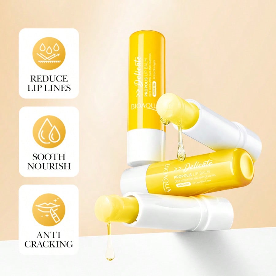 1Pc Propolis Lip Balm, Hydrating, Moisturizing, Anti-Cracked Lip Care Lip Gloss,Prevent Peeling And