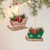 Christmas Wooden Sleigh Ornament Pendant Christmas Tree Decoration Sleigh Pendant Atmosphere Wooden Decoration