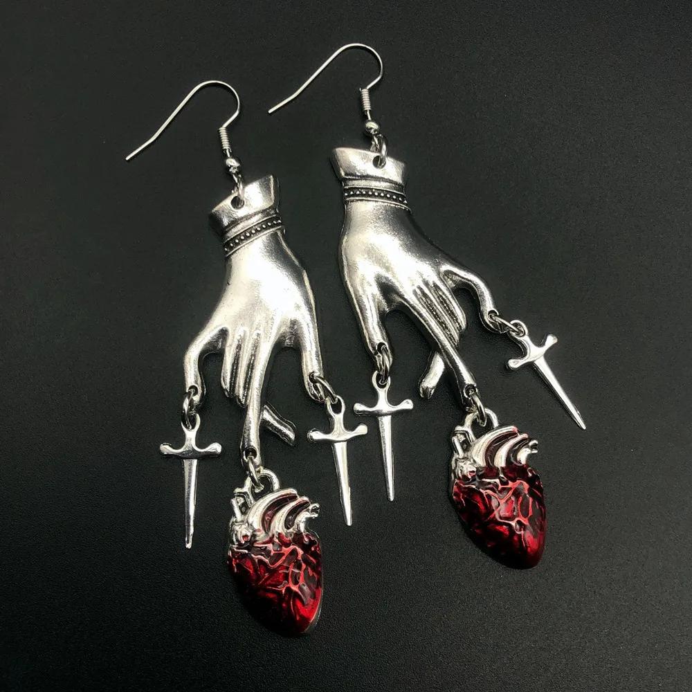 Halloween Jewelry Vintage Water Drop Ruby Hand Earrings Girls Halloween Ball Party Dress Up Ghost Festival Fashion Earring Decor