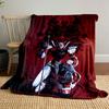 Samurai helmet motif with geometric shapes on a red background. for all seasons blanket lunch break throw gift