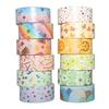 Paper tape scrapbook use 12-roll set handmade washi gold foil pattern material adhesive cute art craft packaging wall frame lamp photo book decoration