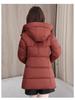 Women's Mid-Length Hooded Lace Pocket Down Jacket - 2025 Winter Slim Fit White Duck Down Coat