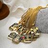 New Design Colorful Enamel Tarot Cards Pendant Necklaces  18K Gold Plated Sun Star Moon Box Chain Choker Jewelry for Women