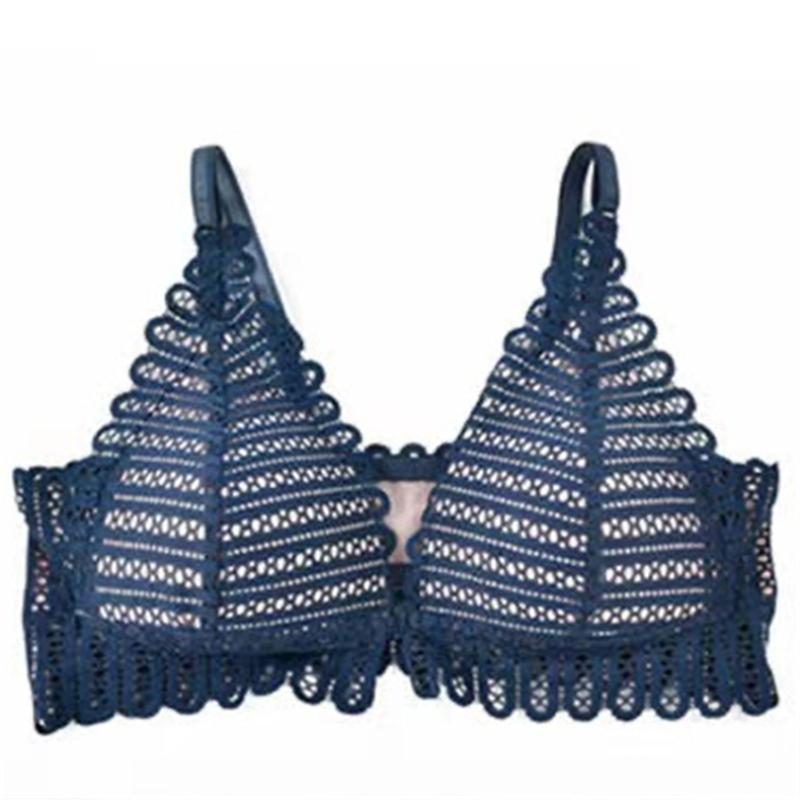 Lace Front Button Bralette Women's Underwear Sexy Backless Bra Without Bones Push Up Bra Triangle Thin Lingerie