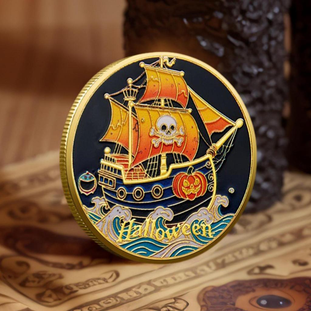 Halloween Coin Happy Halloween Pumpkin Commemorative Coin Vintage Home Decor For Table Cabinets Fans Enthusiasts Collectors