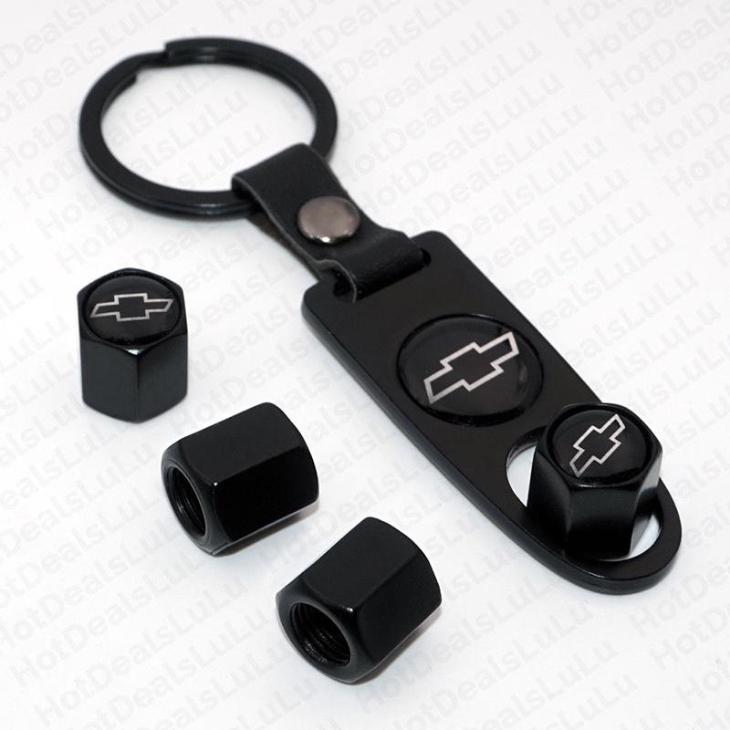 Elegant Zinc Alloy Car Wheel Tire Valve Dust Caps With Chevrolet Emblem Keychain