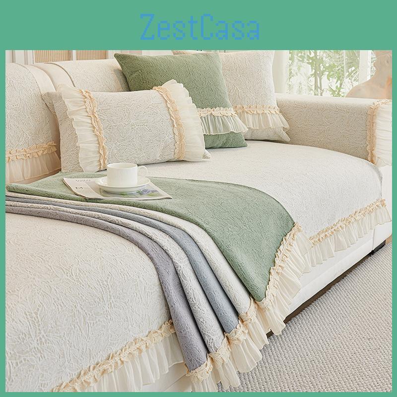 Style Cushion Four Sofa Cream Seasons Universal French Skirt Sofa Cover Simple Nonslip Chenille Seat Cushion Cover Towel