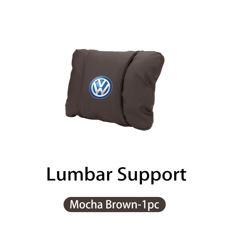 Car Leather Headrest Pillow Neck Lumbar Support Soft Lumbar Cushion Beige For Volkswagen VW Jetta Golf Beetle CC EOS MK2 MK4 MK5 HY3