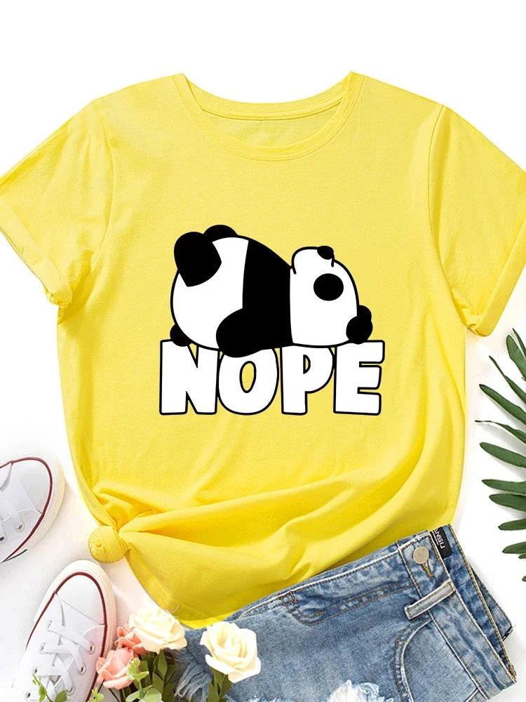 Cute Nope Panda Print T Shirt WoUnisex Short Sleeve O Neck Loose Tshirt Summer WoUnisex Causal Tee Shirt Tops Camisetas Mujer