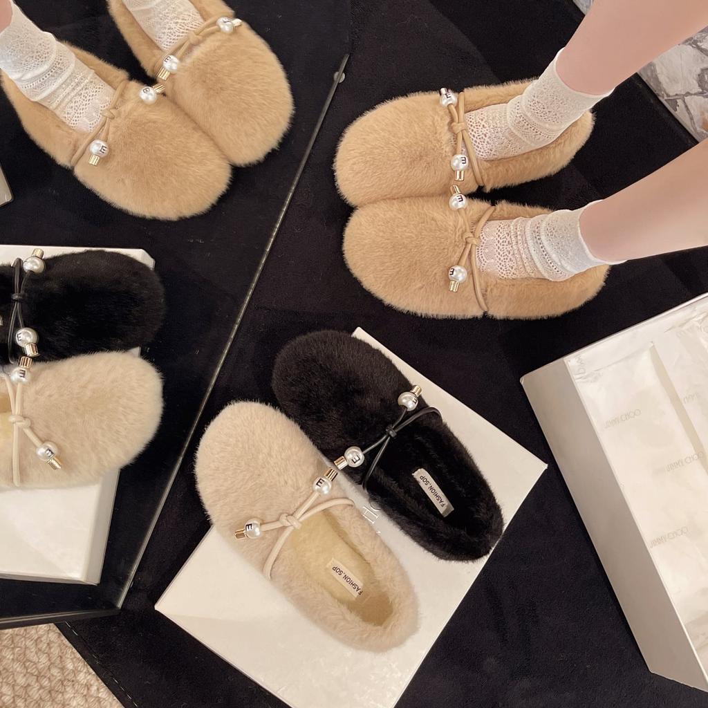 Cotton Shoes, Single Shoes, Women's Shoes, Versatile Plush Shoes, Ladyshoes Outside, Evening Wind, French Small Man, Gentle Height Increase and Warmth