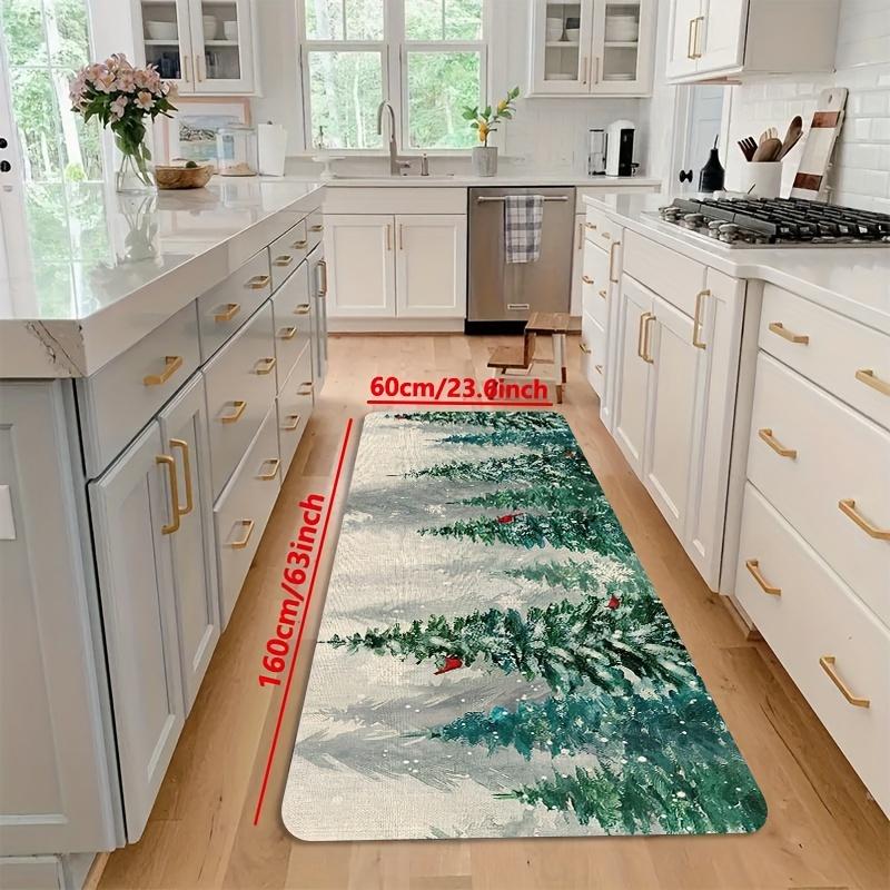 1 Stück Anti-Ermüdungs-Küchenteppiche Wald Weihnachtsbaum Wasserdicht Rutschfest Dick Gepolsterte Küchenmatte Schwerlast Komfort Stehmatte für Küche