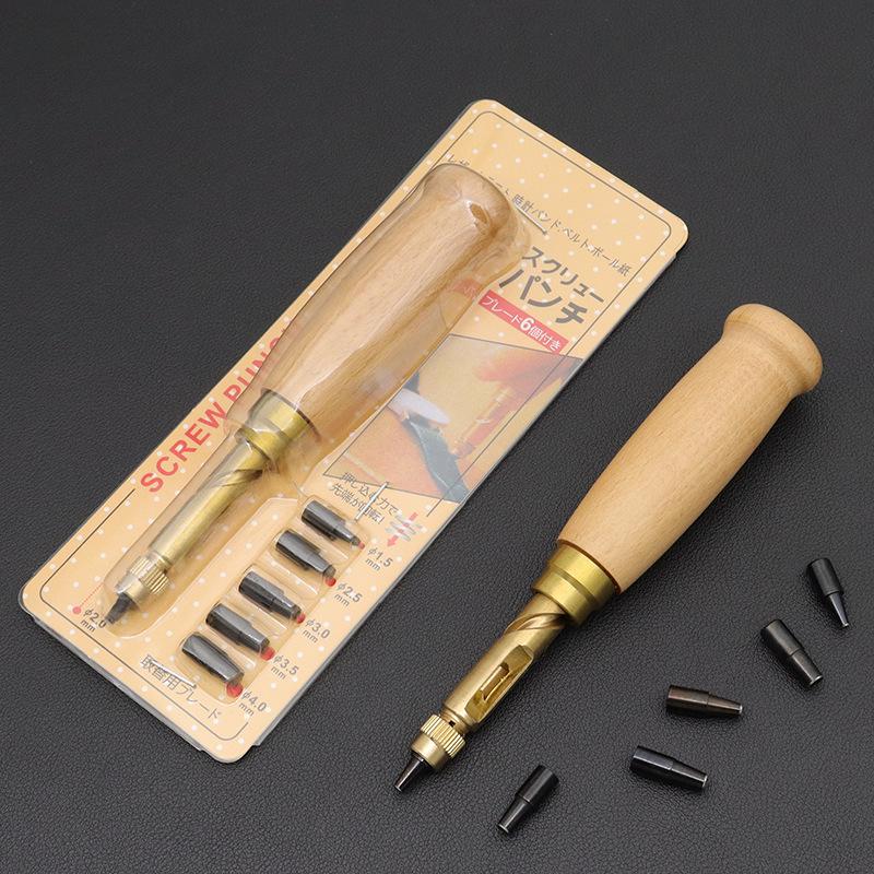 

Multifunctional Hand-Pressed Automatic Leather Belt Hole Punch Set with Interchangeable Heads - 6 Pieces
