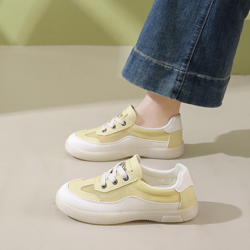 CRLAYDK Womens Mesh Skate Flat Shoes Lace Up Casual Sneakers Summer Ladies Non Slip Sports Walking Breathable Tennis