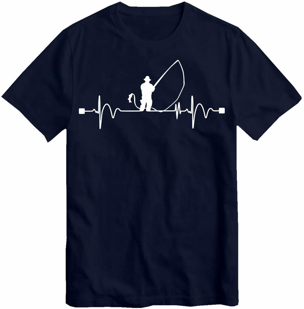 Fishing Heart Beat Pulse Tshirt FisherUnisex Gift Angling Angler Top T Shirt Midd