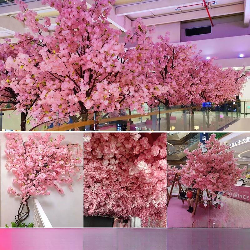 Silk Cherry Blossom Branch Artificial Vine: Floral Decoration for Weddings and Indoor Spaces