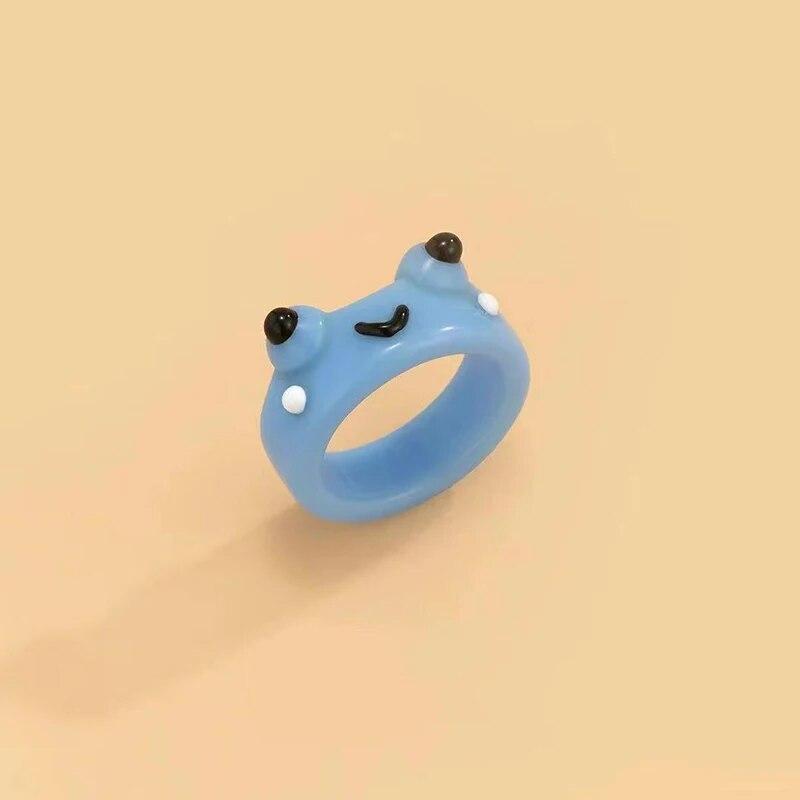 Cute Women Men Simple Design Rings Vintage Owl Frog Smiling Ring For Woman Girl Ancient Silver Color Retro Punk Jewelry Gift
