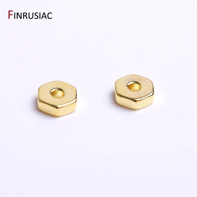 5 Types Flat Beads 14K Gold Plated Brass Smooth Spacer Beads For DIY High Quality Jewelry Making Accessories Wholesale