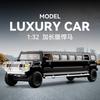 1:32 Alloy Lengthen Limousine Car Model Metal Diecasts Vehicles With Sound Light Pull Back Car Collection Toys Kids Gifts