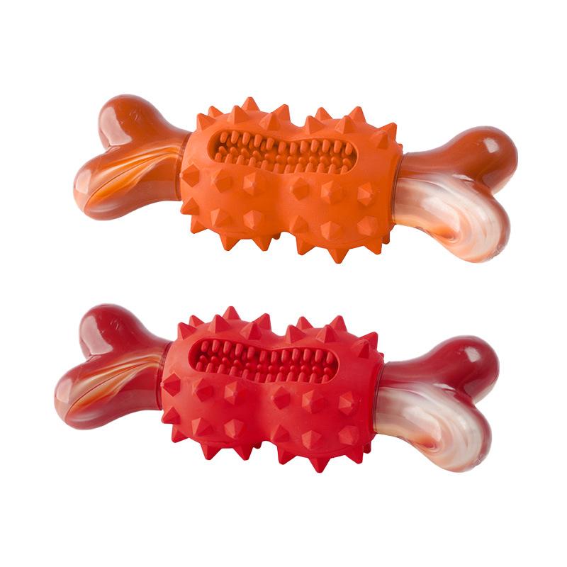 Natural Rubber Teeth Grinding Nylon Bone Teeth Cleaning Dog Toys, Rubber-coated Bone-chilling Interactive Self-entertainment and Boredom Toys