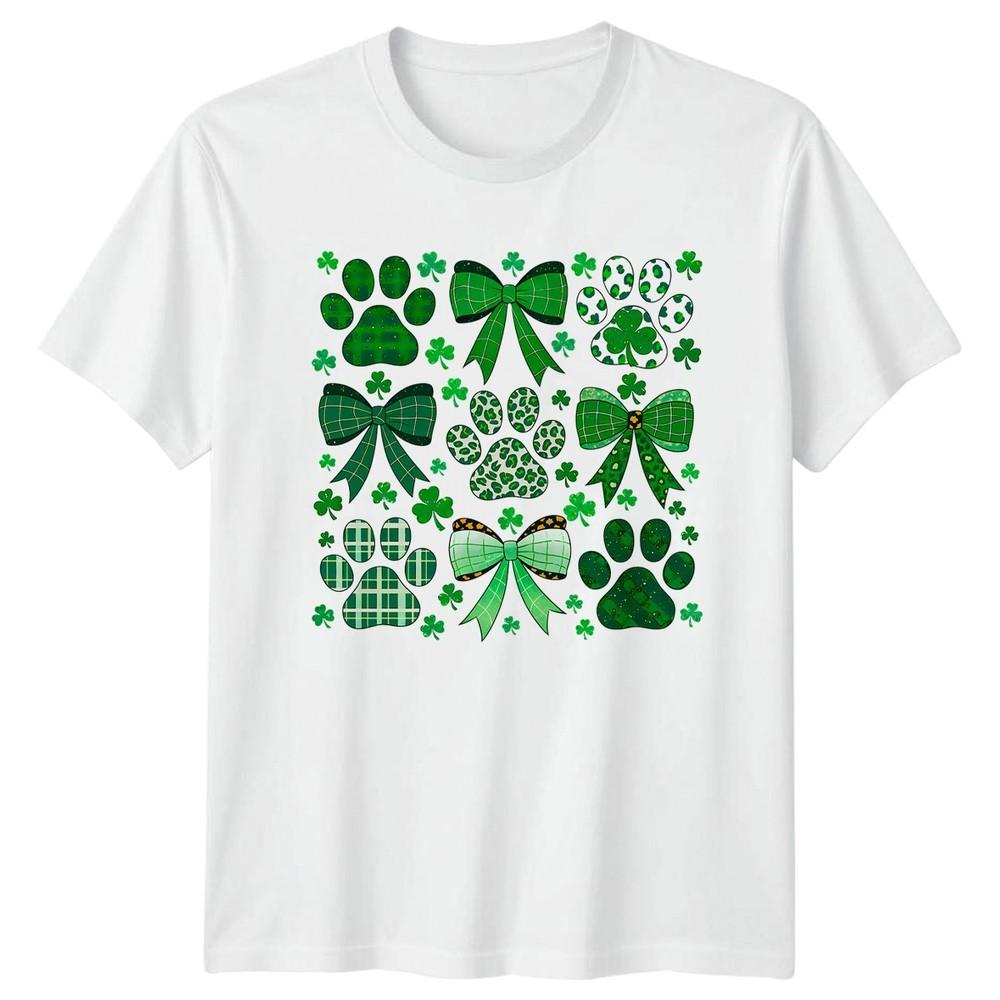 St Patricks Day Bows Paw Prints Holidays Unisexs Unisexs Graphic Tee S