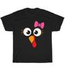 Turkey Face Girl Pink Bow Thanksgiving Dinner Turkey Day T-Shirt Unisex Tee Gift