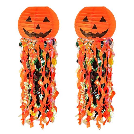 Pumpkin Paper Lanterns, Front Door Hanging Decor for Home Party Festival, Reusable Halloween Party Supplies Props