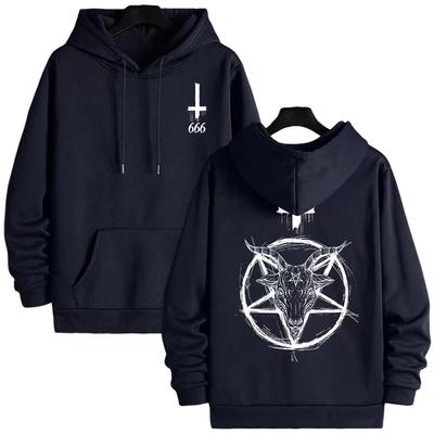 Demonic Print Men's Hoodies 2025 Streetwear Gothic Satan Sweatshirt 666 Symbol Male Autumn Winter Pullover Casual Top Tracksuit