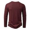 Men's Solid Color Long Sleeve Button Collar Long Sleeve T-Shirt Men's Casual Fashion Top