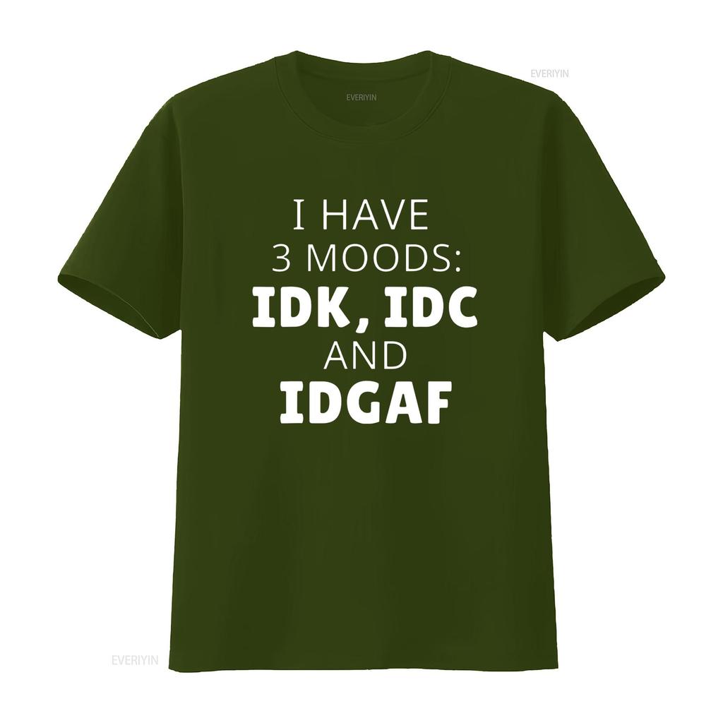 Womens I Have 3 Moods Idk Idc Idgaf Humor Funny Saying T Shirt Black 2XL vintage Washed graphic Casual Stretched Stylish