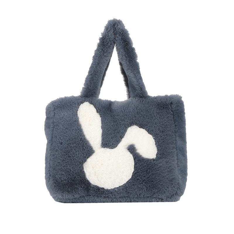 

Осень/Зима 2025 Пушистая плюшевая сумка-тоут: Универсальная плечевая сумка большой вместимости синий