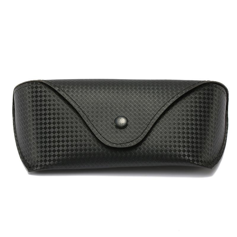 Fashion Artificial Glasses Case, Black Square Pressure-Resistant Button Zipper Box, Fixed Eye Protection Storage, Portable.