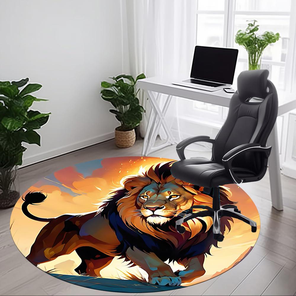1 Stück Löwe, Wildtier Stuhlteppich für Büro Rutschfest, Maschinenwaschbarer Teppich für Büro - Feiertagsdekoration Maschinell hergestellt yy251029080