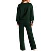 European-Americana Knit Women's Two-Piece: Long-Sleeve Top & Wide-Leg Pocketed Sweatpants