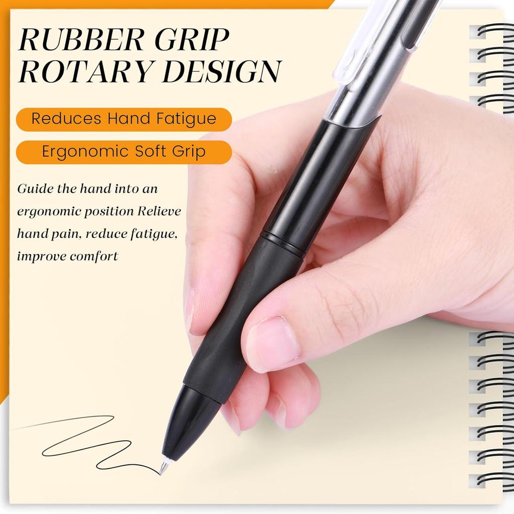 100 Pcs Gel Pens Click Pens Bulk Retractable Medium Point Ballpoint Pens Bulk Ink Pens Writing Pens with Grip for Journaling Drawing Office Business