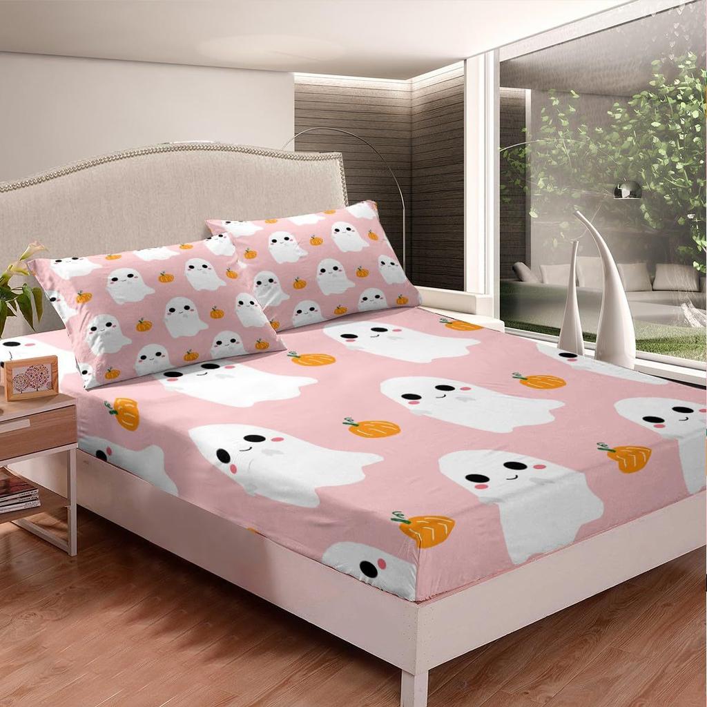 Halloween Ghost Pattern Mattress Three-Piece Digital Printing Mattress Bedding Set Adult Children