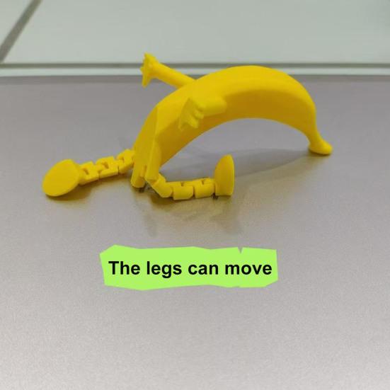 3D Printed Banana Figurine with Articulated Legs Movable Joints Banana Fidget Toy Cartoon Fruit Desktop Decoration Ornament