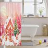 Christmas Gingerbread House Shower Curtain with Xmas Tree Snowflake Pattern, Waterproof Winter Bathroom Decor for Holiday Season